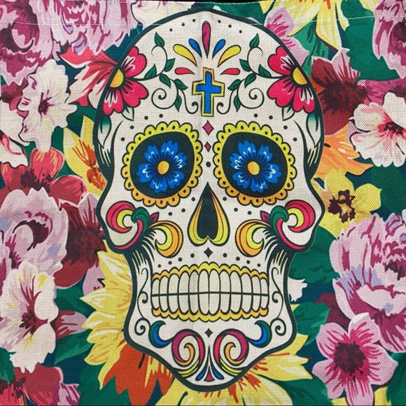 Eco-Friendly Colorful Sugar Skull Folding Tote Bag - Picture 5 of 14